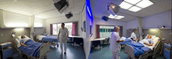 Image: A comparison of the with HealWell lighting system (left) to standard lighting (Photo courtesy of Maastricht UMC+).